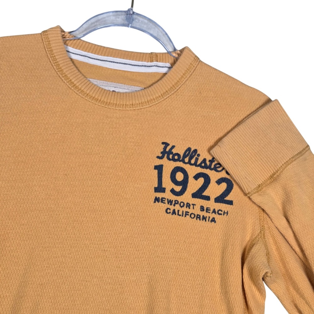 Hollister Vintage Y2K Waffle Knit Thermal Long Sleeve T Shirt Yellow Men Small